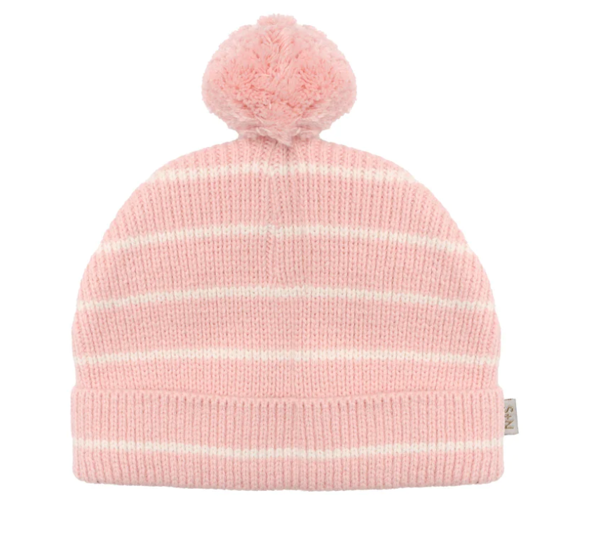 Taylor Stripe Pom Hat | Silver Pink