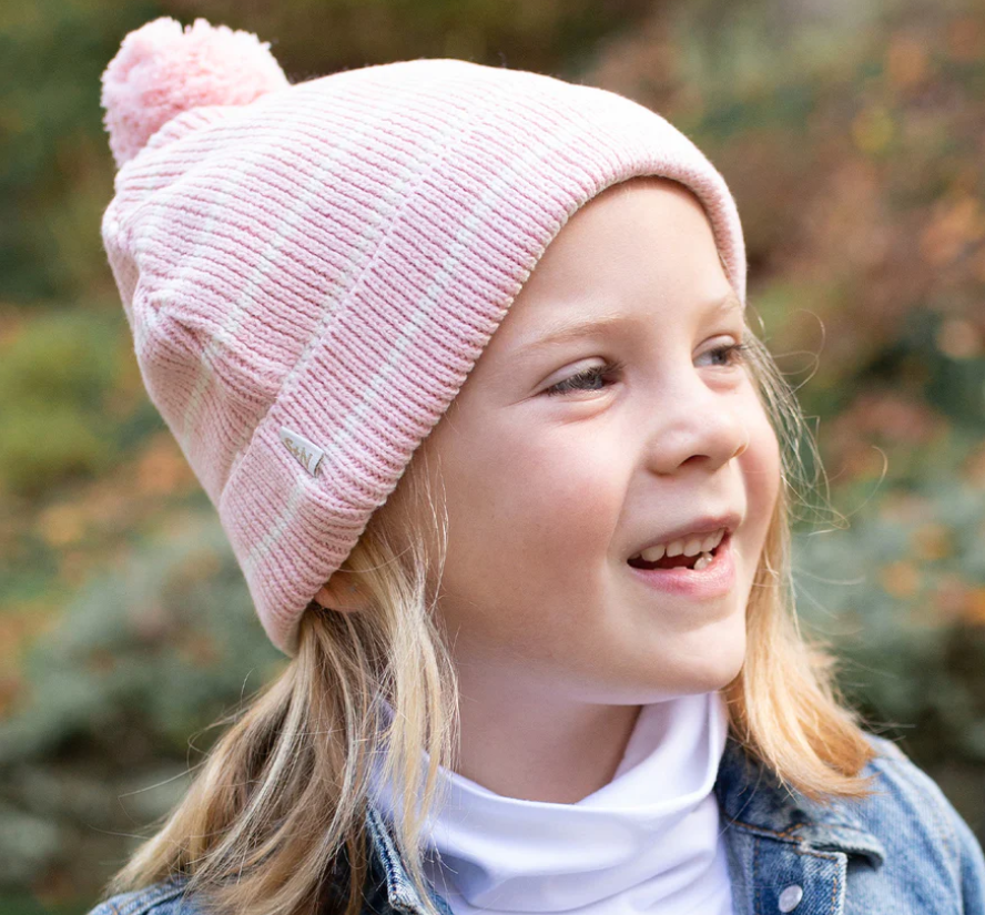 Taylor Stripe Pom Hat | Silver Pink