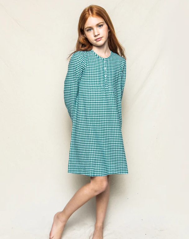 Green Gingham Beatrice Flannel Nightgown