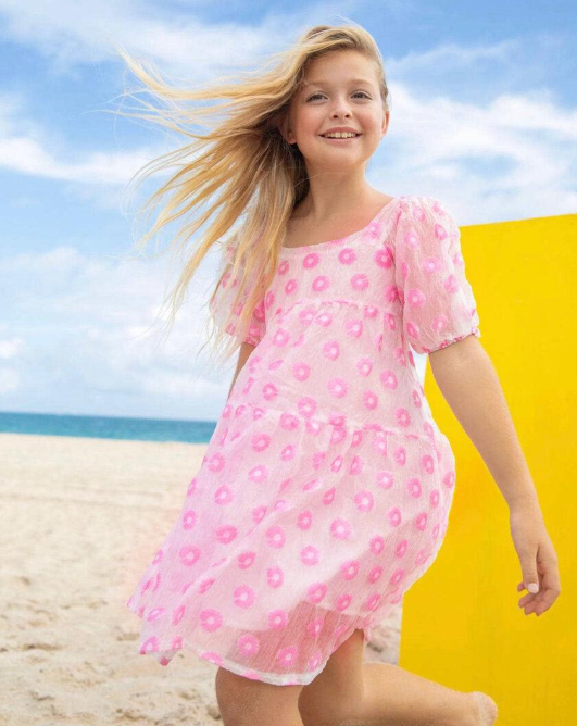 Pink Daisy Poof Dress - The Yellow Canary