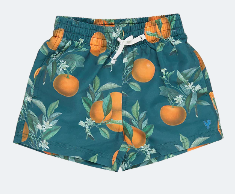 Swim Trunk | Green Botanical Oranges