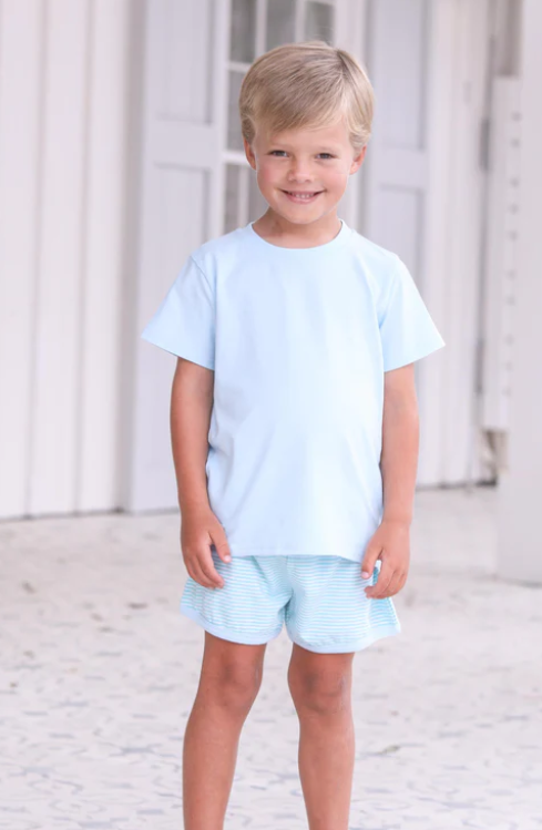 Thomas Short Set | Mint Stripe & Light Blue