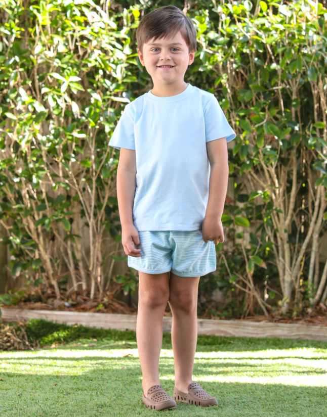 Thomas Short Set | Mint & Light Blue Stripe