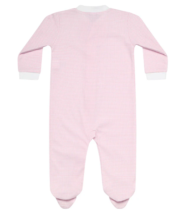 Pink Gingham Zipper Footie