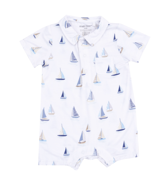 Polo Shortie | Sailboats Blue