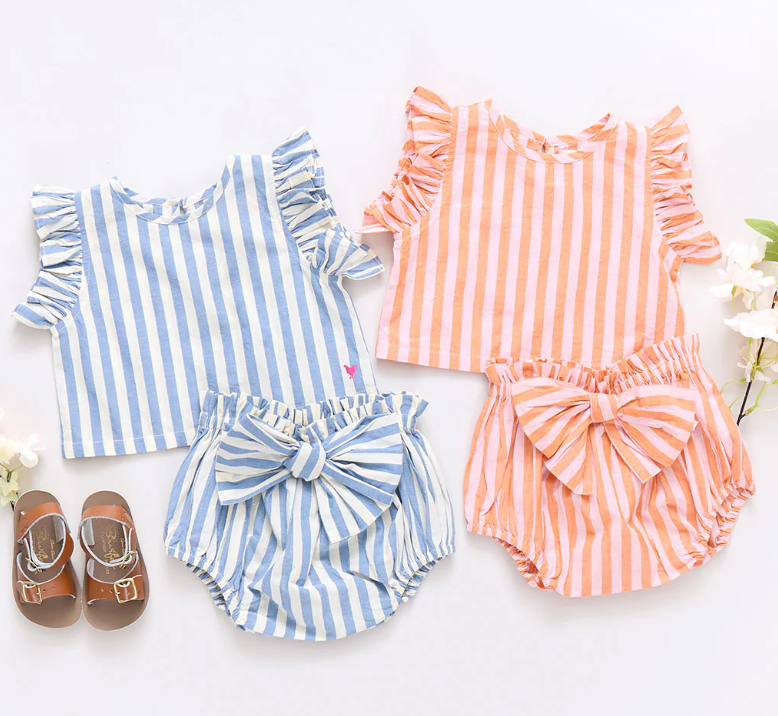 Girls Abigail 2pc Set | Blue Stripe