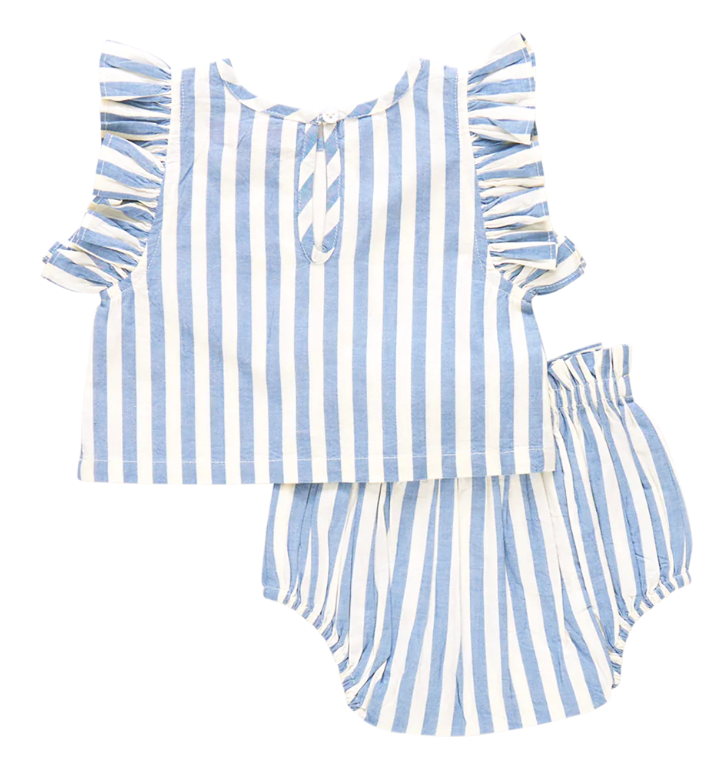 Girls Abigail 2pc Set | Blue Stripe