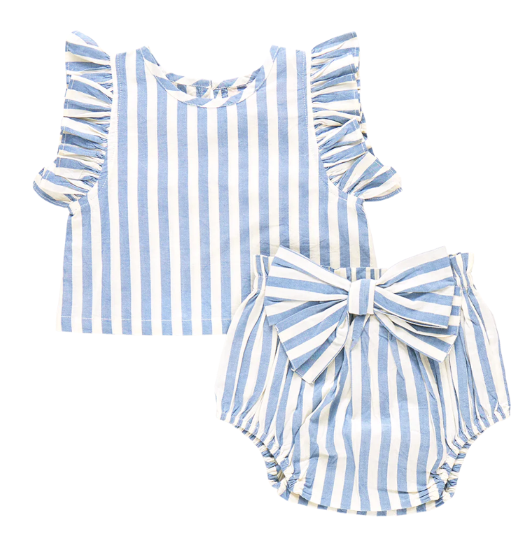 Girls Abigail 2pc Set | Blue Stripe