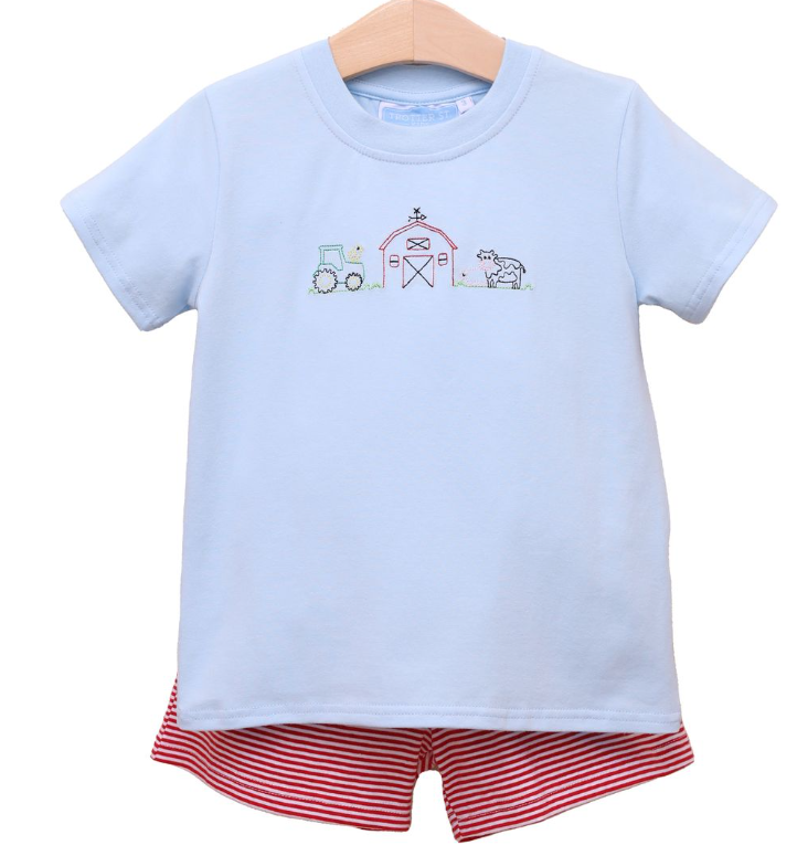 Farm Embroidery Short Set