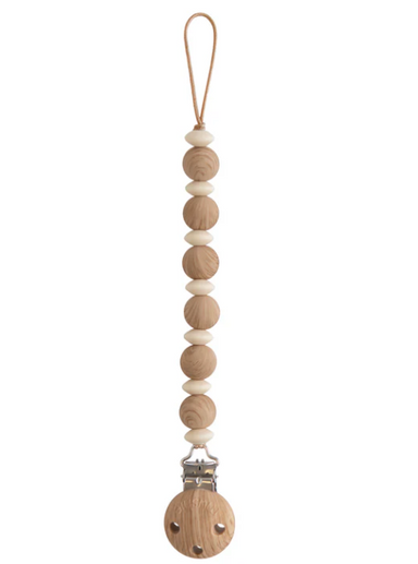 Silicone Pacifier Clip | Luna Faux Wood - The Yellow Canary