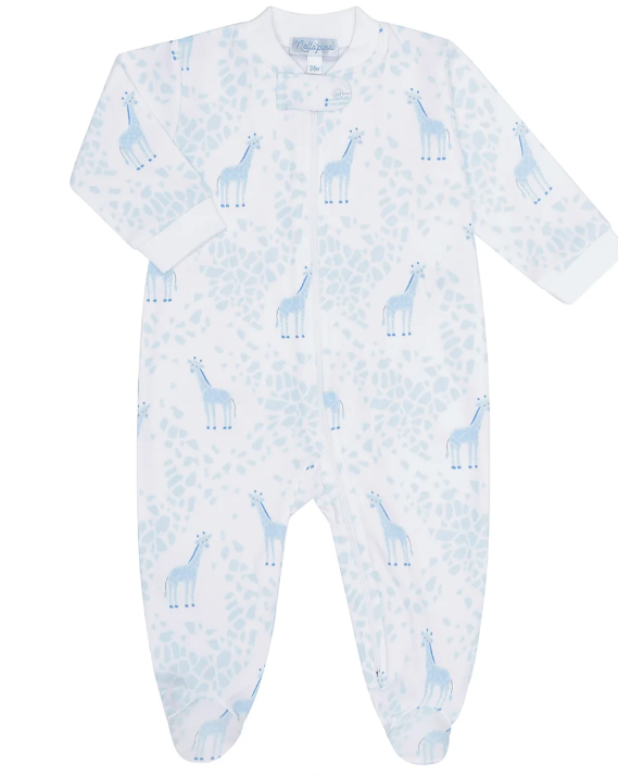 Zipper Footie | Blue Giraffe
