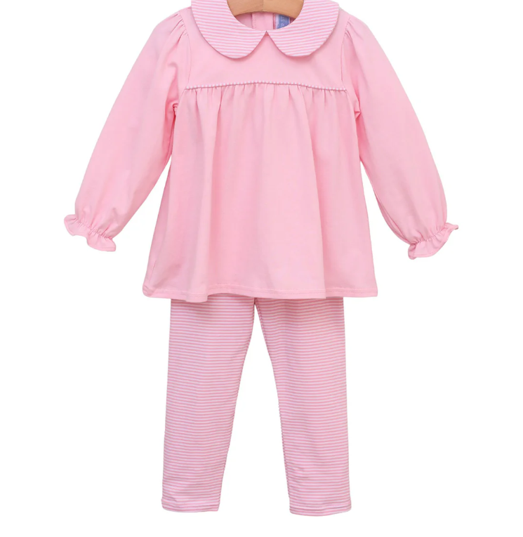 Abigail Pants Set | Lt Pink Stripe