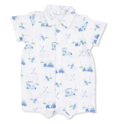 Polo Shortie | Baby Golf Carts Blue - The Yellow Canary