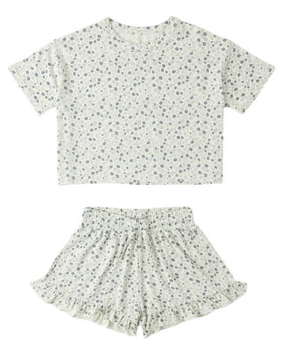 Mosie Set | Blue Ditsy - The Yellow Canary