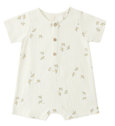 Short Sleeve Romper | Birds - The Yellow Canary