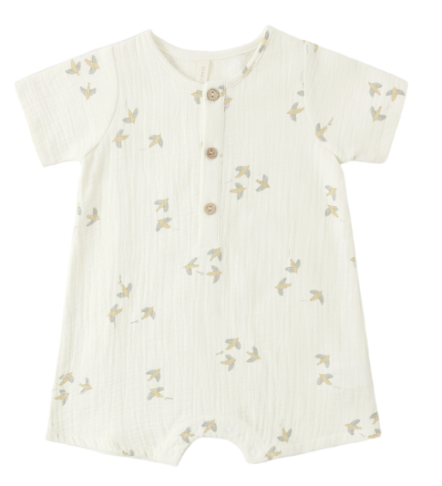 Short Sleeve Romper | Birds - The Yellow Canary