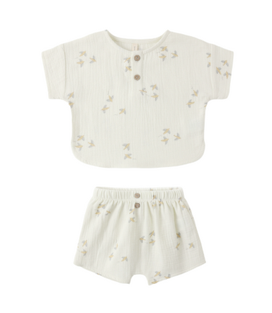 Boxy Short Set | Birds - The Yellow Canary