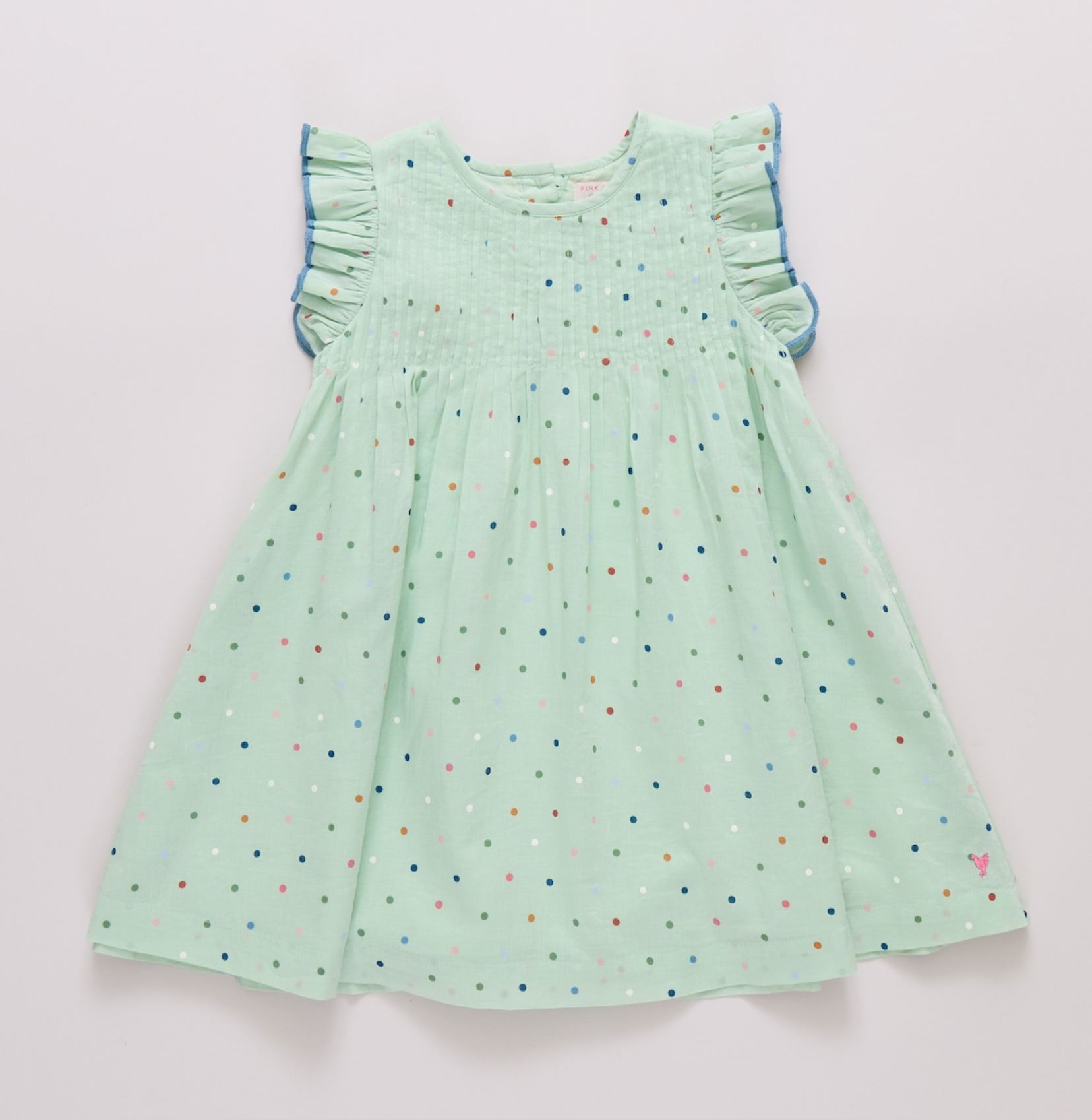 GIRLS JAIPUR DRESS | PASTEL GREEN POLKA DOT - The Yellow Canary