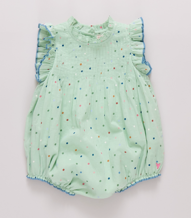 BABY GIRLS JAIPUR BUBBLE | PASTEL GREEN POLKA DOT - The Yellow Canary