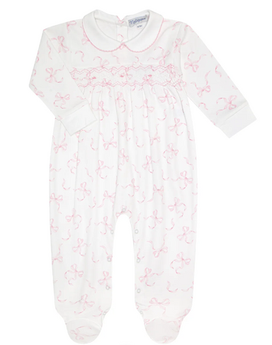 Smocked Footie | Charming Bows - The Yellow Canary