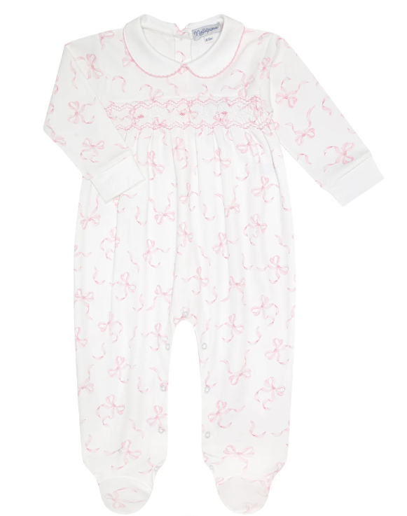 Smocked Footie | Charming Bows - The Yellow Canary