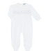 Boys Smocked Footie | White - The Yellow Canary