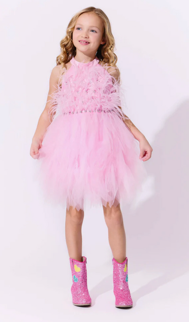 Pink Princess Feather Dress - The Yellow Canary