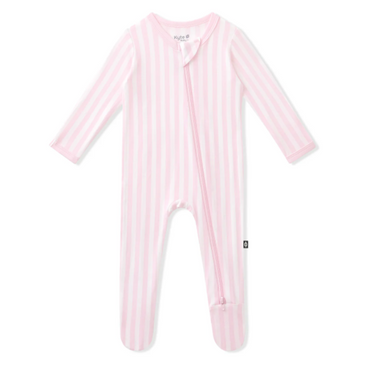 Zippered Footie | Sakura Stripe - The Yellow Canary