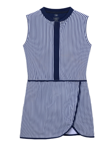 Tennis Dress | Navy Thin Stripe - The Yellow Canary