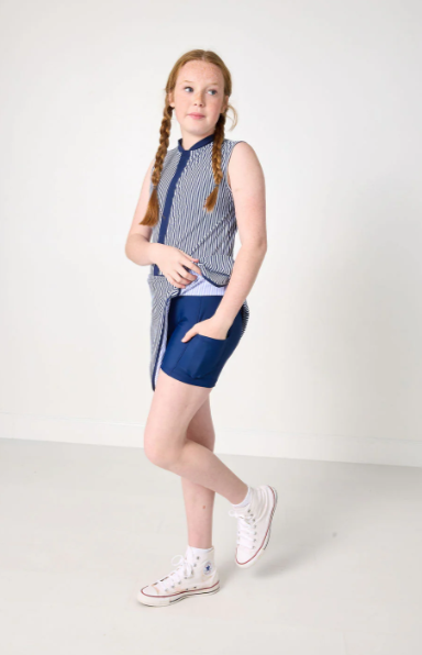 Tennis Dress | Navy Thin Stripe - The Yellow Canary