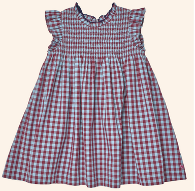 STEVIE DRESS - RED BLUE CHECK - The Yellow Canary