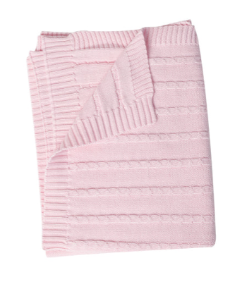 Cable Knit Blanket | Pink
