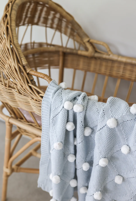 Pom Pom Baby Blanket | Pink Ivory