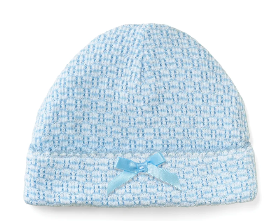 Saylor Beanie | Blue with Bow - The Yellow Canary