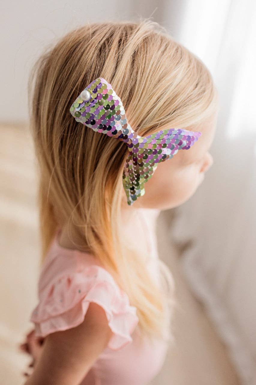 Sequin Hair Clip - Rainbow Mermaid Tail: Clip