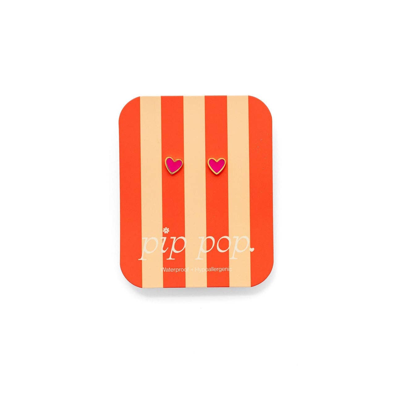 Earrings | Neon Pink Enamel Heart - The Yellow Canary