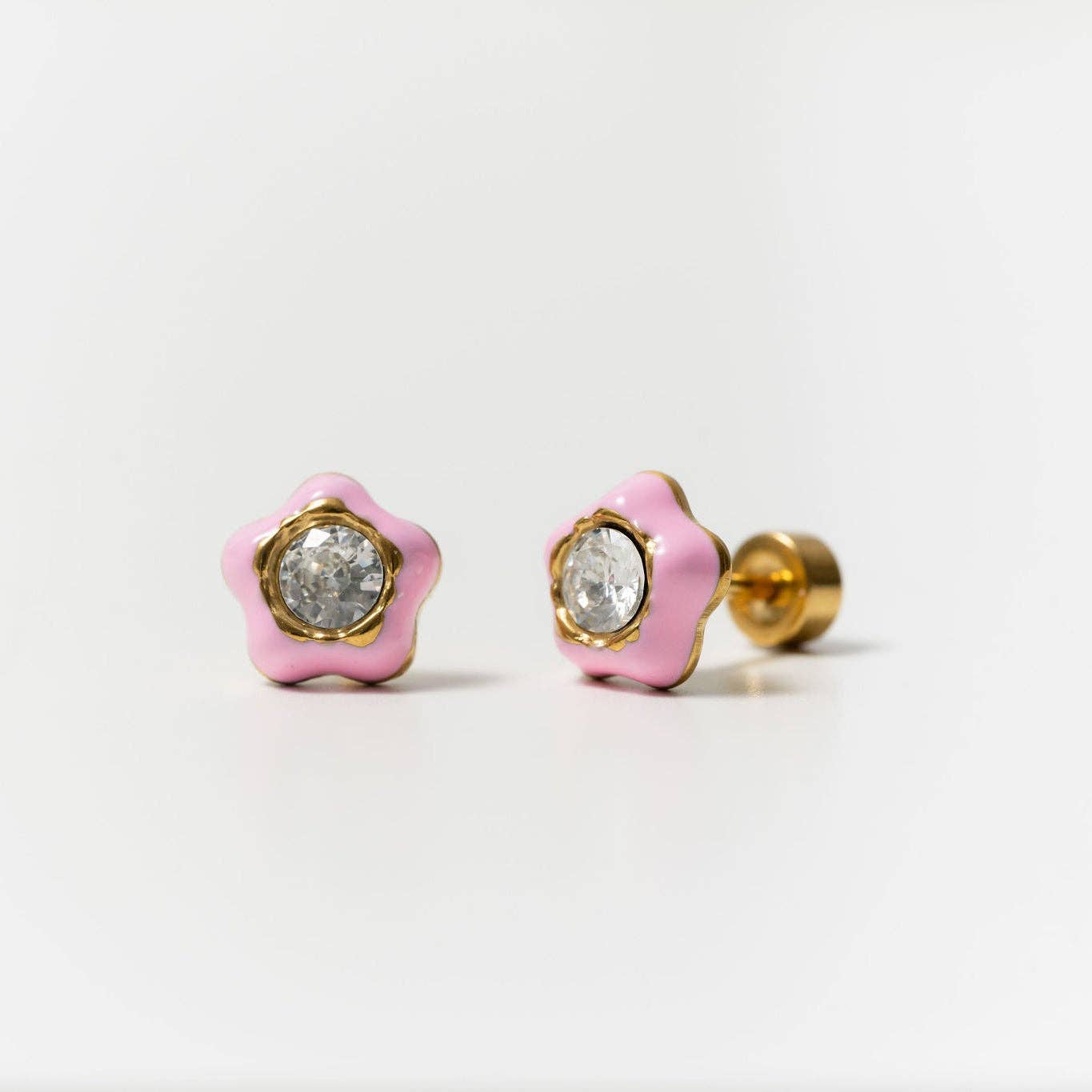 Earrings | Flower Enamel Gemstone - The Yellow Canary