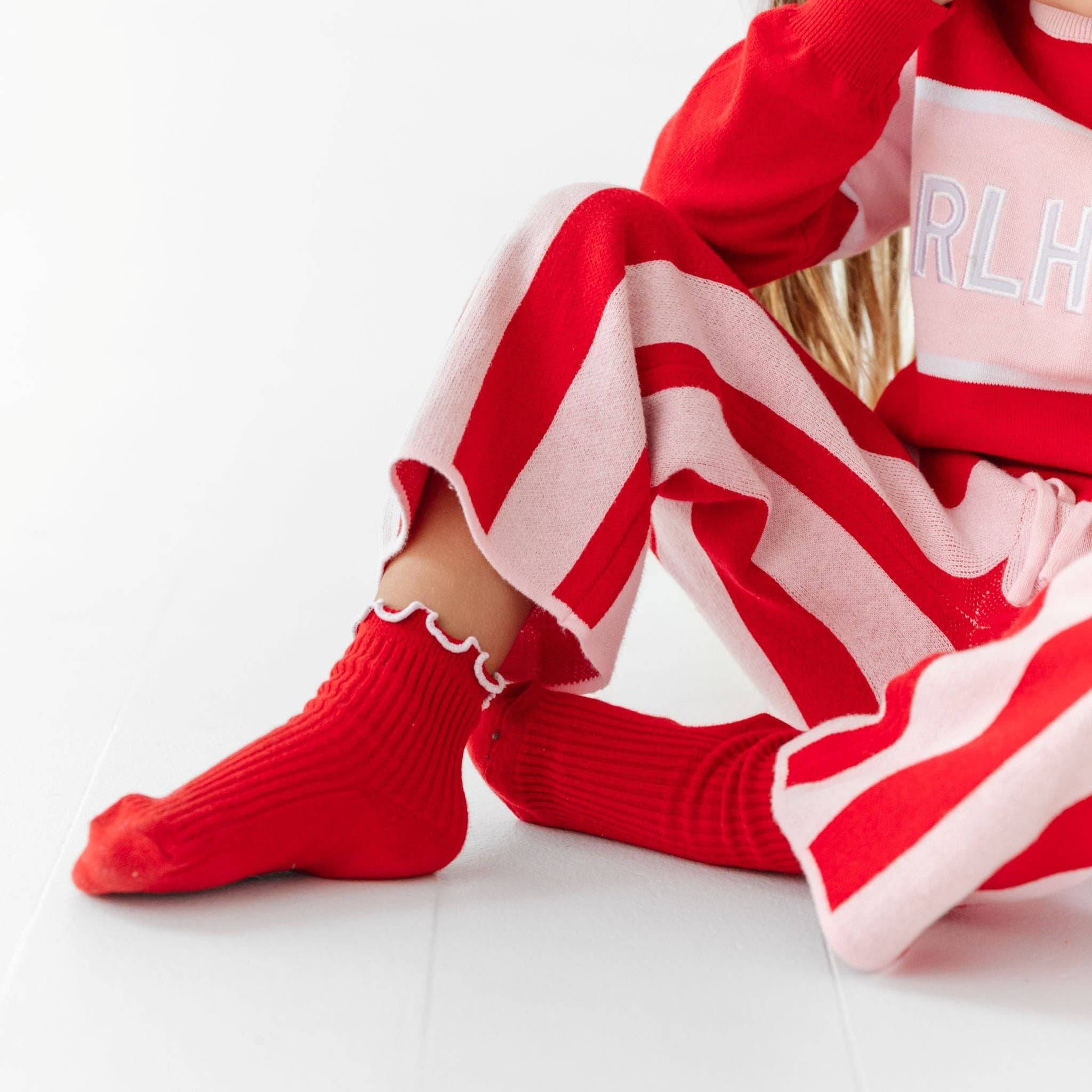 Ribbed Midi Socks | Red