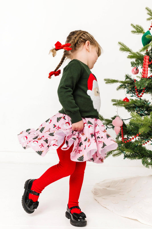Cable Knit Tights | Bright Red - The Yellow Canary