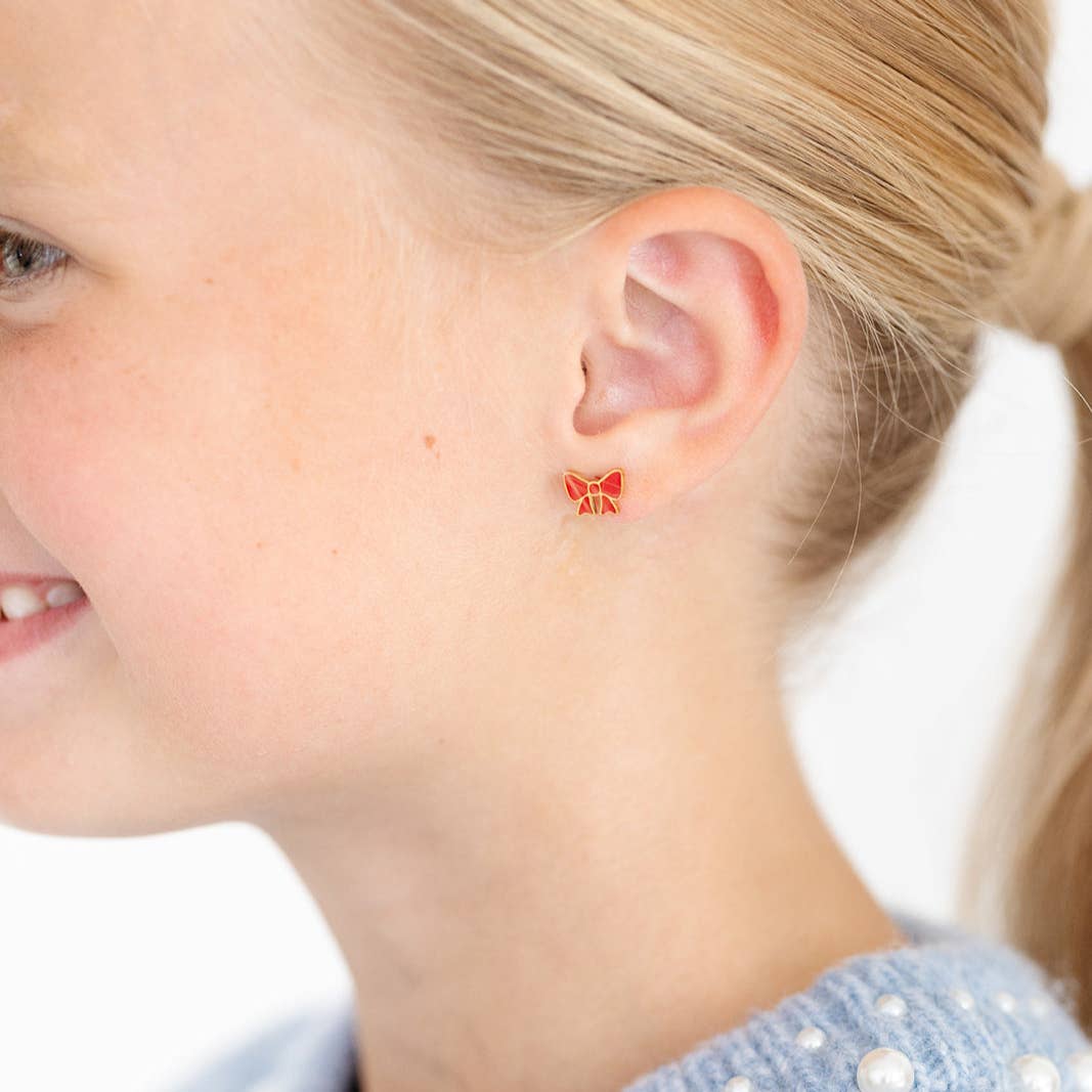 Earrings | Red Bow Stud - The Yellow Canary