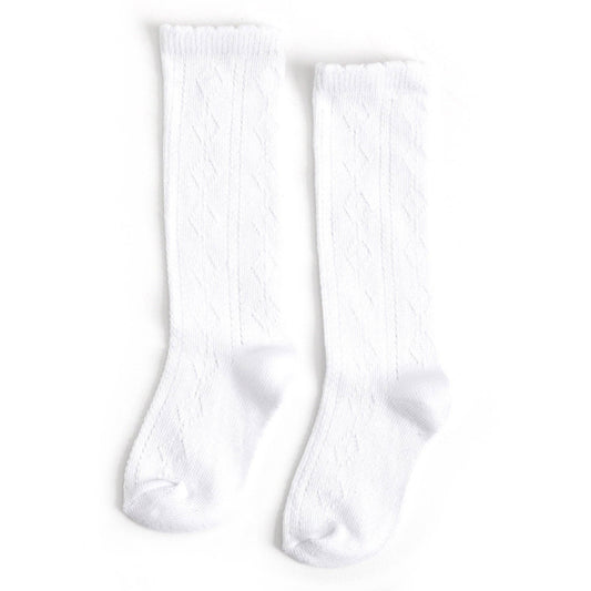 Scalloped Knee High Socks | White - The Yellow Canary