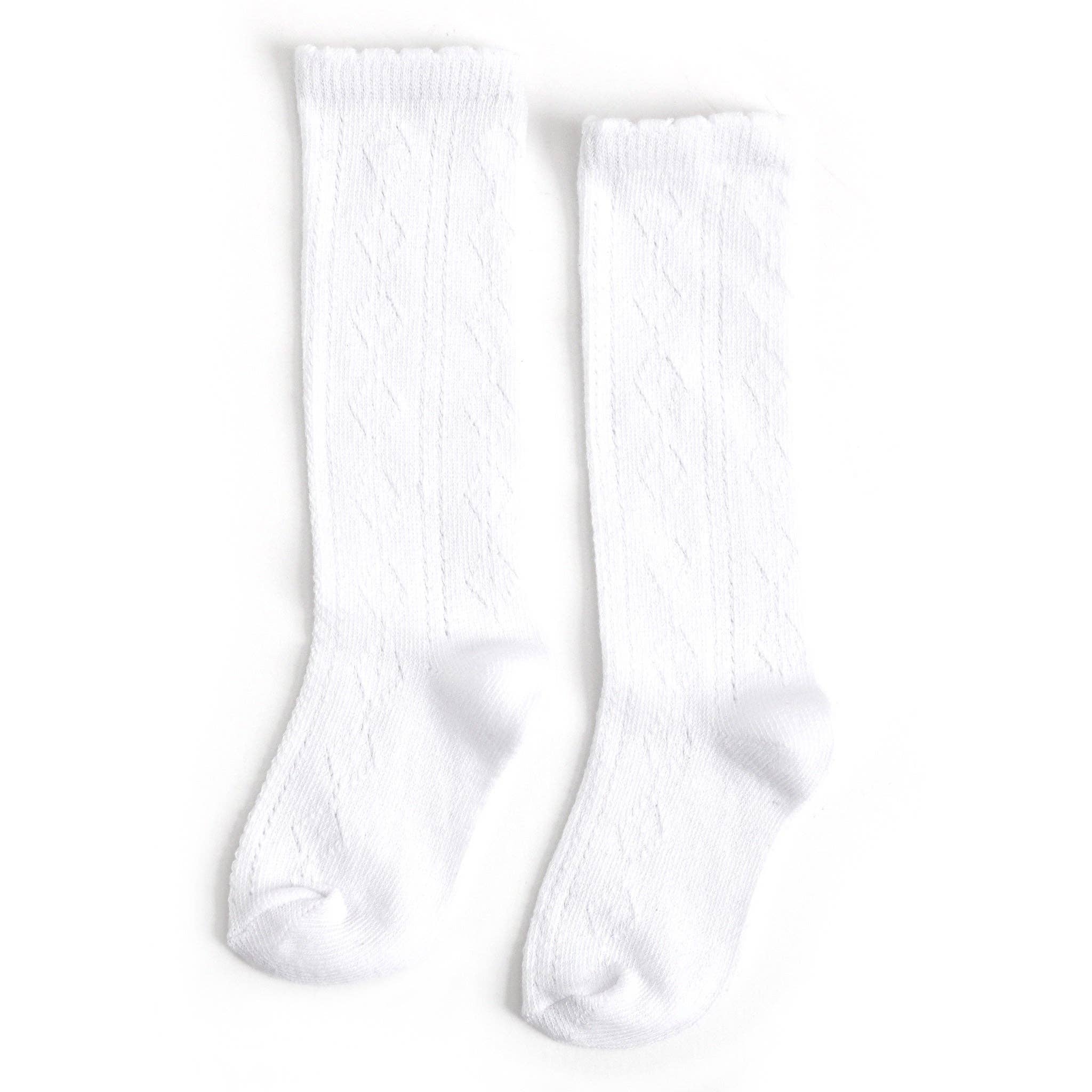 Scalloped Knee High Socks | White