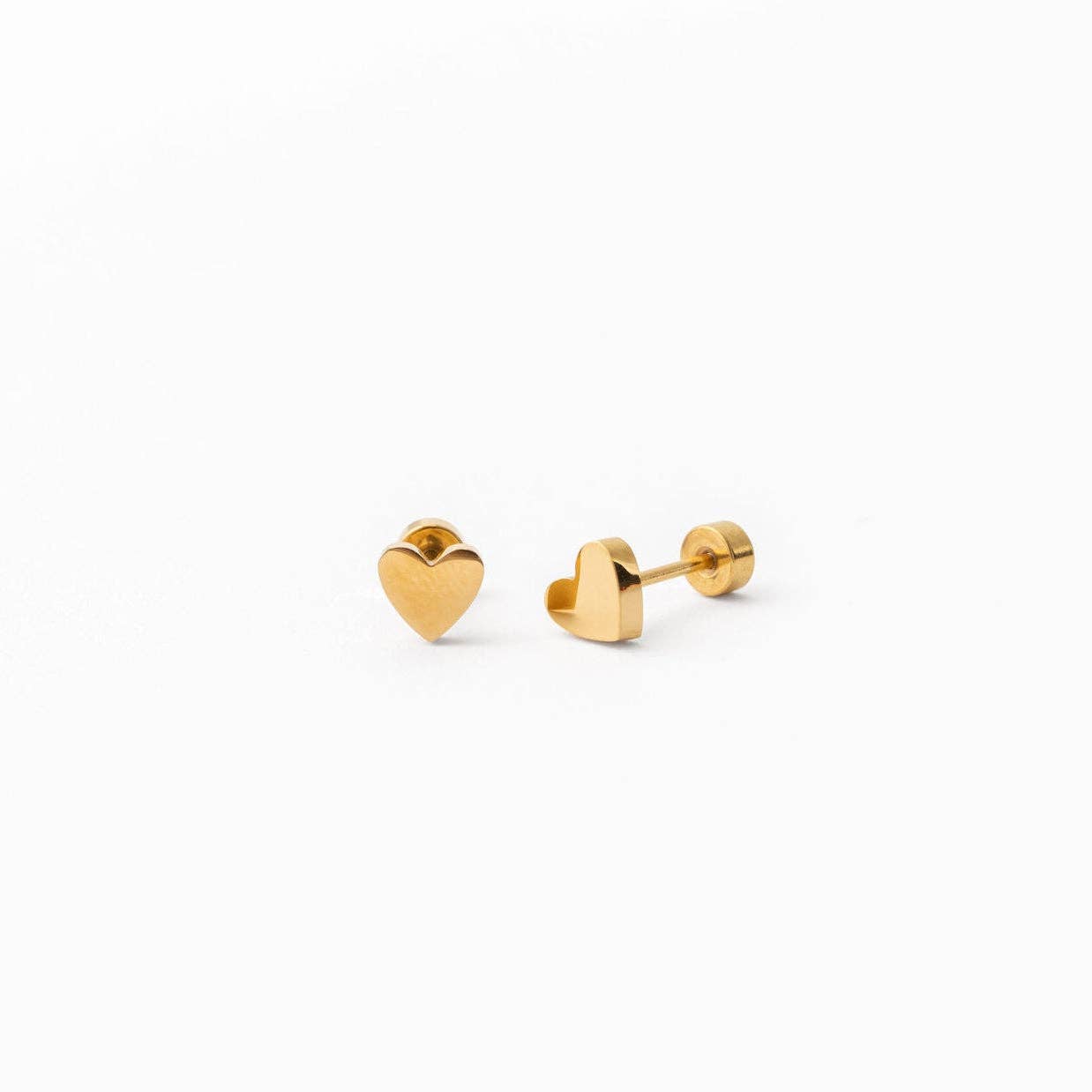 Earrings | Gold Heart Stud - The Yellow Canary