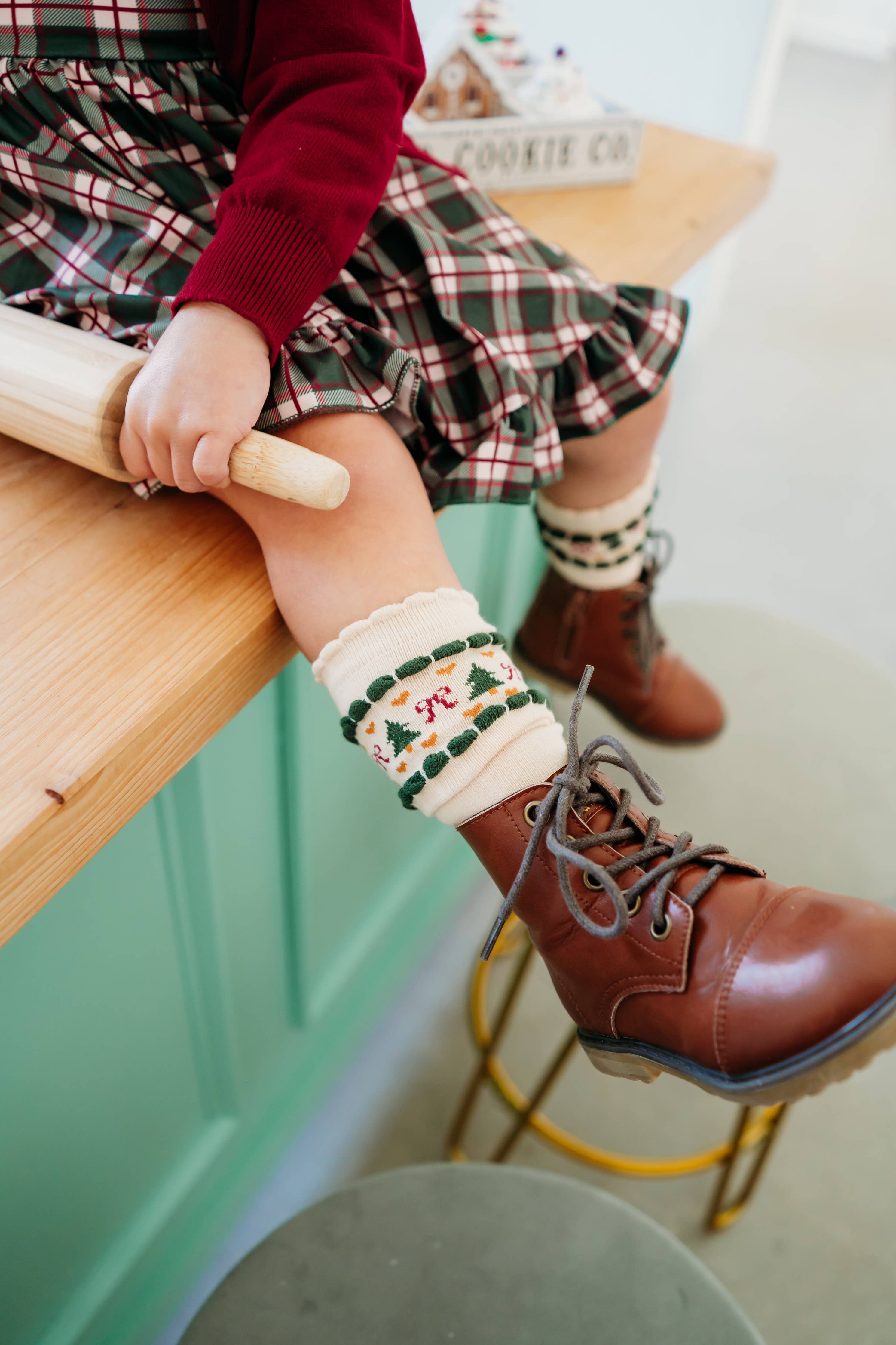 Fair Isle Knee High Socks | Vanilla