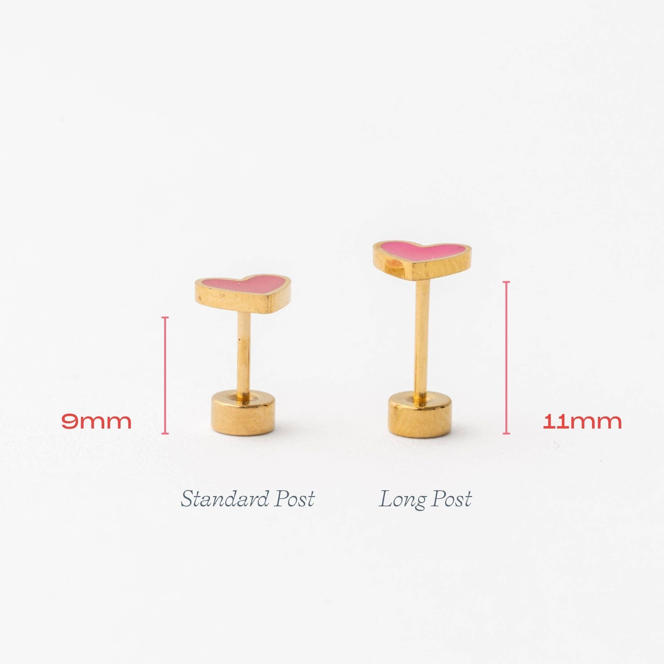 Earrings | Neon Pink Enamel Heart - The Yellow Canary