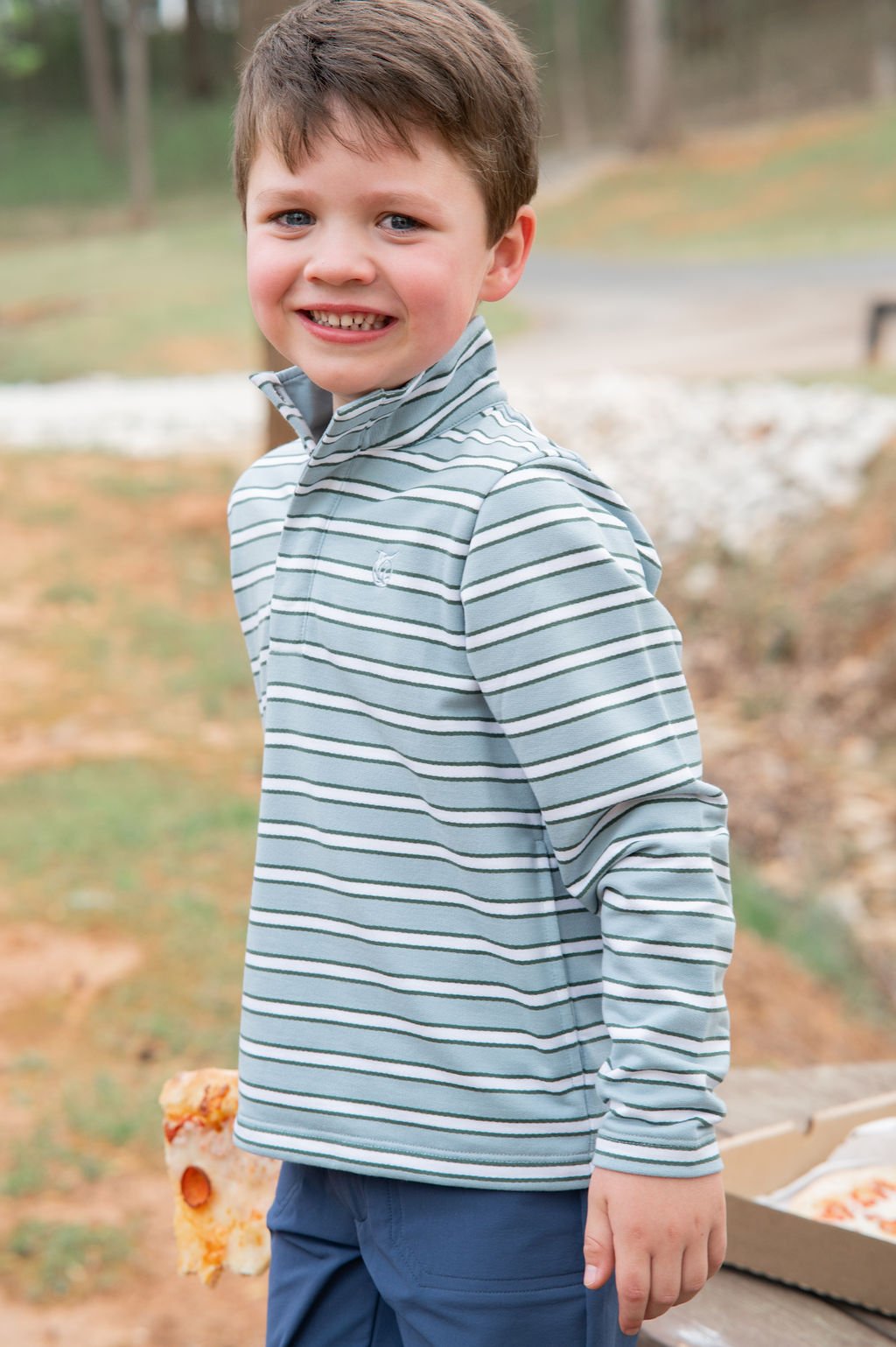 Quilted Zip Pullover | Arona Stripe
