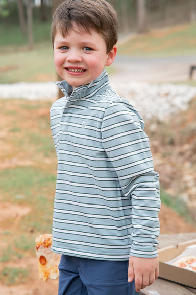 Quilted Zip Pullover | Arona Stripe - The Yellow Canary