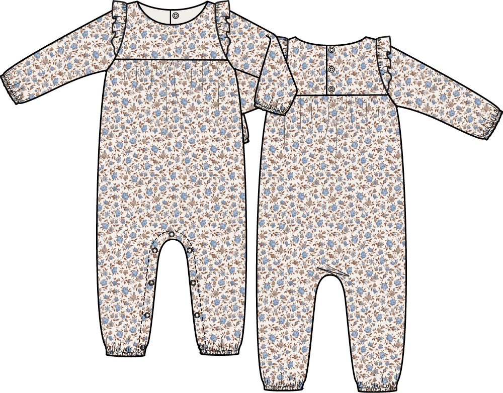 Snap Romper | Hazel Floral - The Yellow Canary