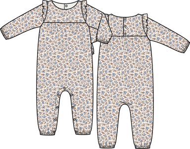 Snap Romper | Hazel Floral - The Yellow Canary