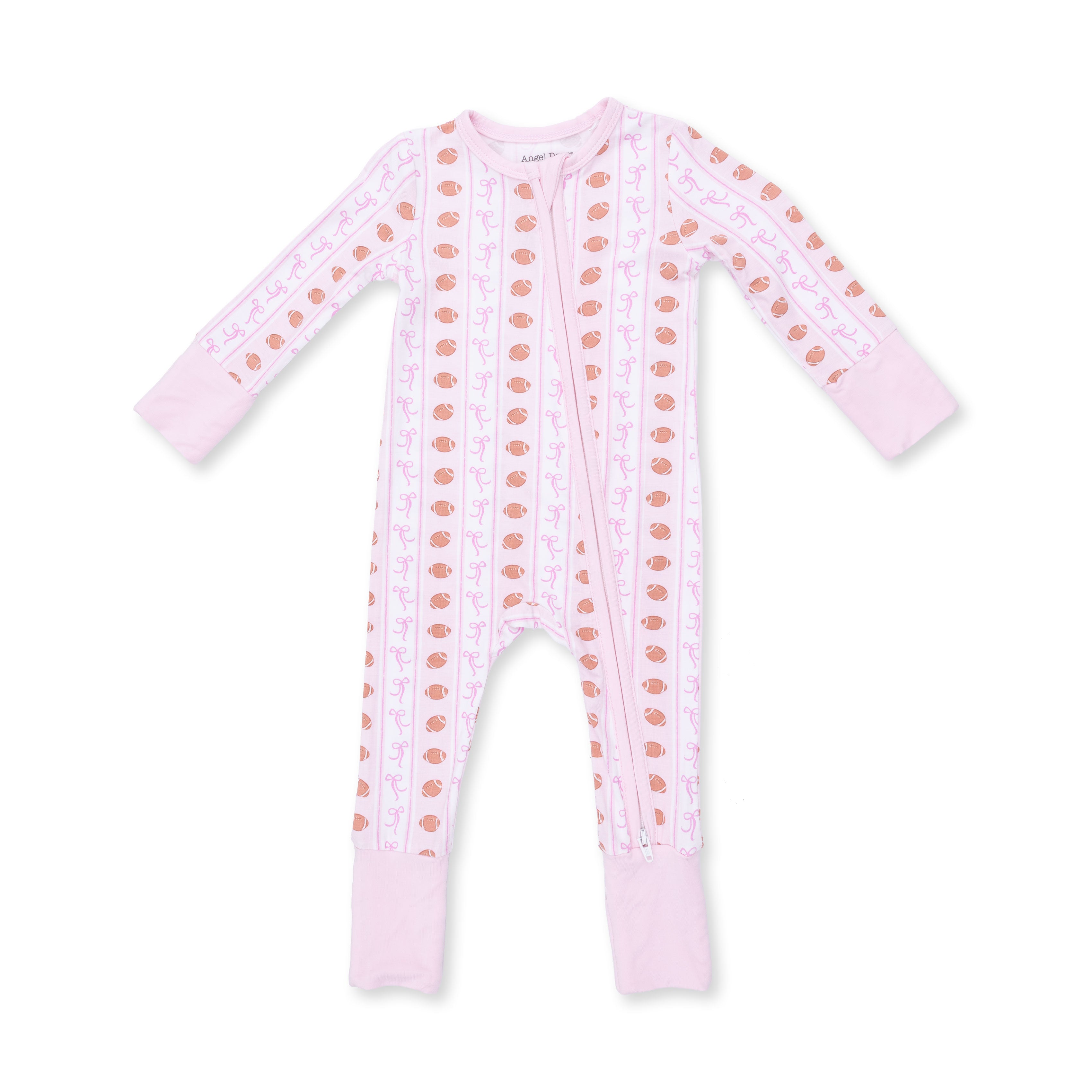 Zip Romper | Football Bow Stripe